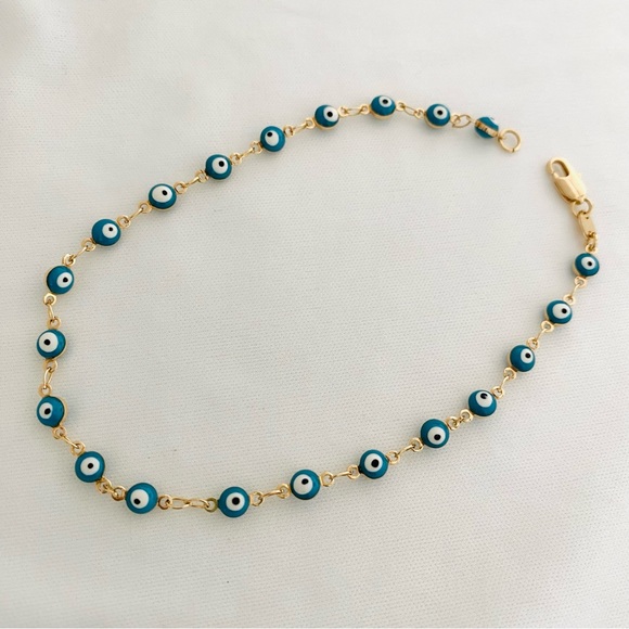 Gold Evil Eye Anklet - Picture 3 of 9